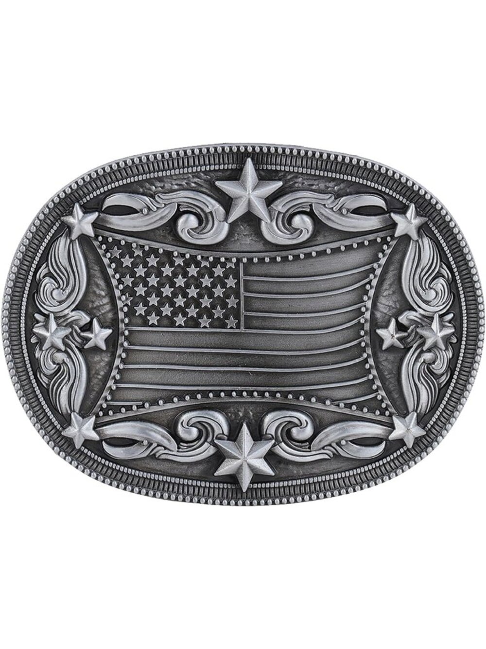 Unisex Silver Flag Flower Vintage Poker Cowboy Texas Rodeo Belt Buckle